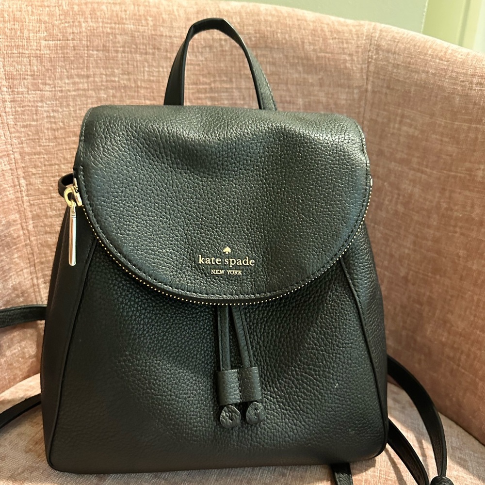 Kate Spade Black Leather Backpack